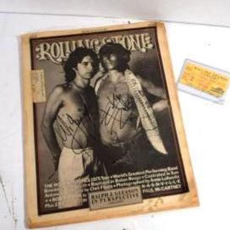 Autographed 1975 Rolling Stone Magazine and Ticket