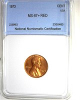 1973 Cent MS67+ RD LISTS $4600