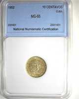 1952 10 Centavos NNC MS65 Cuba