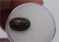 2.79cwt Oval Flash Play-of-Color Black Opal in Gem