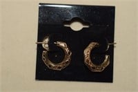 14K Gold Hoop Etched Earrings