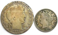 1896 1910 50 Cents 5 Cents 2 Piece Lot