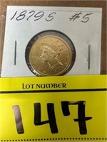 1879-S FIVE DOLLAR GOLD PIECE