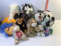 Assorted Stuffed Animals & Pom Poms