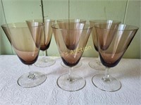 Smoky Wine Glasses Lot Of 6 mcm