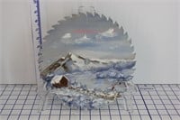 HAND PAINTED SAW BLADE WITH STAND