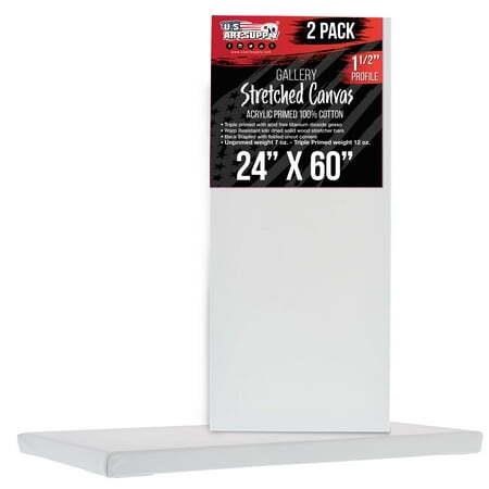 U.S. Art Supply 24x60 Stretched Canvas  2-Pack