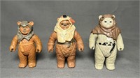 3 Ewok  Figures, 1980s