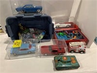 CASE OF HOT WHEELS, BUCKET OF LOOSE DIECAST CARS,