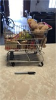 Miniature grocery cart w contents