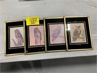 SET OF 4 MID CENTURY OWL WALL ART PRINTS