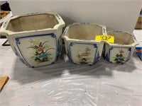 SET OF 3 NESTING ASIAN THEMED PLANTERS