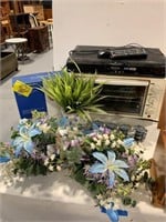FITNESS BALL, ARTIFICIAL FLOWERS, TOASTER OVEN,