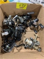 BOX OF FISHING REELS OF ALL KINDS