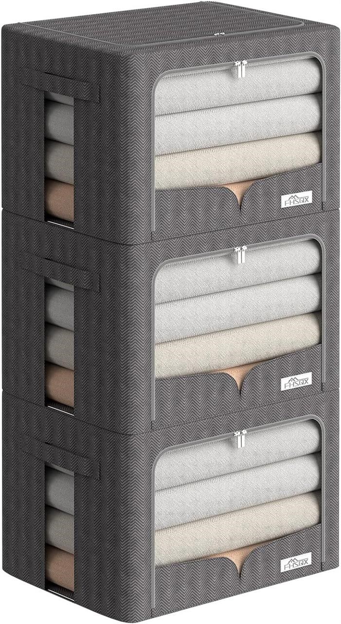 3 Storage Bins  Dark Grey  19.7x15.7x12.5 In.