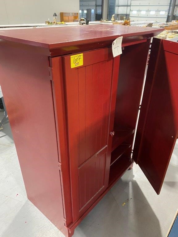 41" LONG RED PAINTED MEDIA CABINET