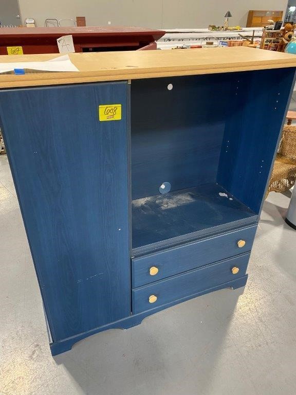 48" LONG BLUE PAINTED MEDIA CABINET