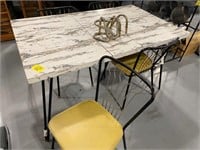 58" LONG MID CENTURY BISTRO TABLE W/ 4 MATCHING