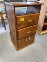 45" TALL WOODEN STORAGE CABINET W/ PORCELAIN
