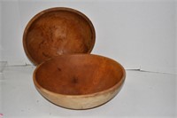 Two Vintage Wood Hand Carved Bowls