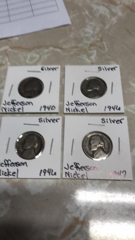 Silver Jefferson Nickels 1940-46-46-47 (4)