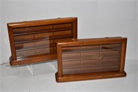 Two Small Wood Wall Display Cases w/Glass Fronts