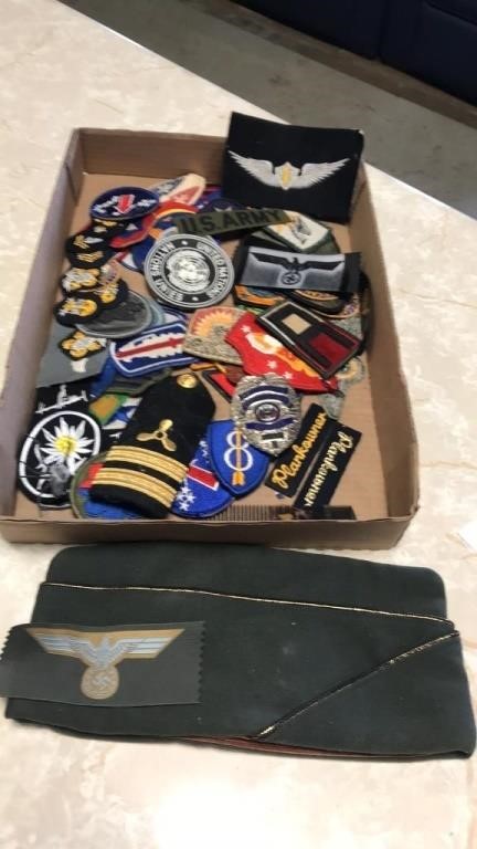Military patches and hat