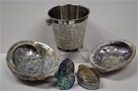 Abalone Salt/Pepper Shakers, Shells, Trinket Box