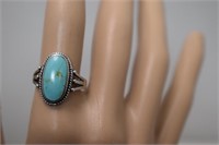 Sterling & Turquoise Ring   Sz 8