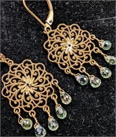 $1800 14K  Green Sapphire Earrings