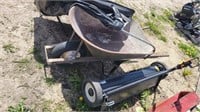 Lawn sweeper & wheelbarrow