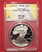 1990-S Silver Eagle Proof Dollar  PF68  DCAM