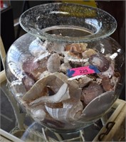 Large Glass Vase/Bowl Full of Shells