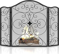 SCENDOR Fireplace Screen 50x36 3 Panel Iron