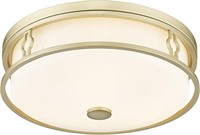 Gold Flush Mount Light  Frosted Glass  19in