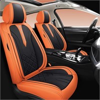 Car Seat Covers - Faux Leather  Bk Orange