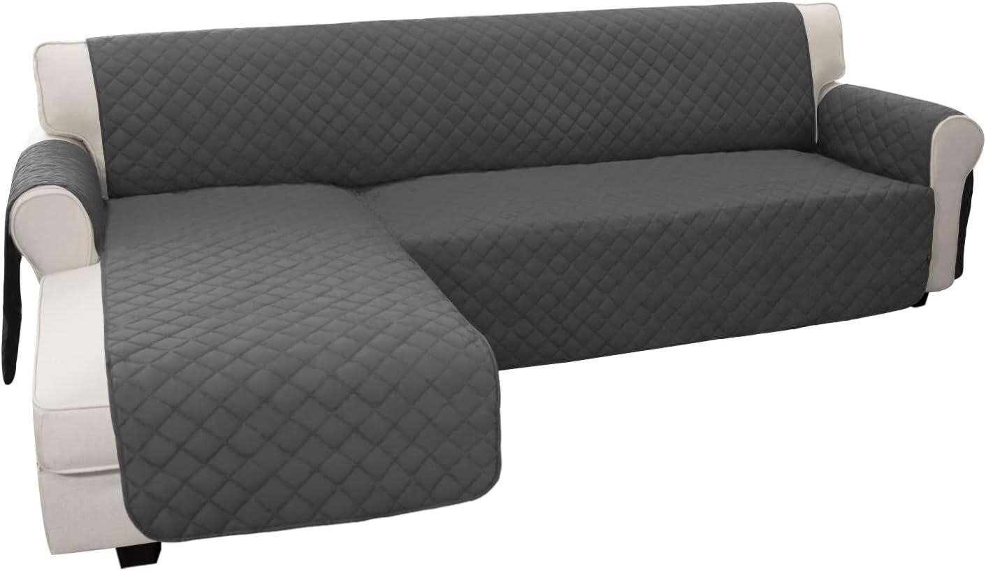 L-Shape Couch Cover  Dark Gray  Large