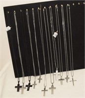 (12) Stainless Steel Cross Necklaces