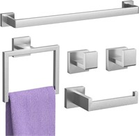 5-Pc Nickel Bathroom Set  23.6in Towel Bar