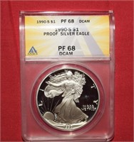 1990-S Proof Silver Eagle Dollar  PF68  DCAM