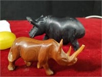 Wooden Rhino and Hippo