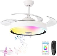 White Chandelier Ceiling Fan with Music & Lights