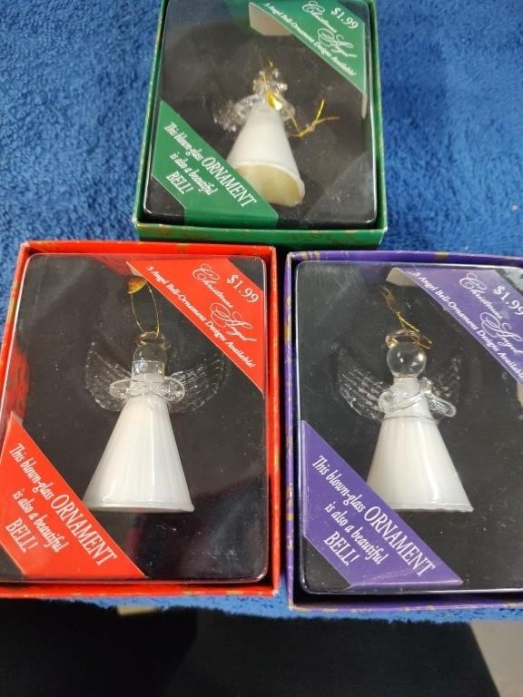 3 New Christmas Angel Bell Ornaments - NIB