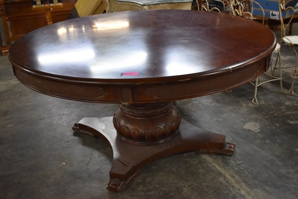 Incredible 65" Round Wood Pedestal Dining Table