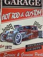 Hot Rod & Custom Garage Metal Sign - 8" x 12"