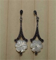 Mother-of-Pearl & Marcasite Earrings