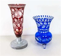 Czechoslovakia VTG Cranberry Crystal Glass Vase