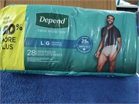 28 Pk Mens Depends - Size Large -New