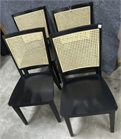 Set 4 Black wood Kane back dinning chairs solid