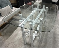 Glass Top with White Base Dining Table